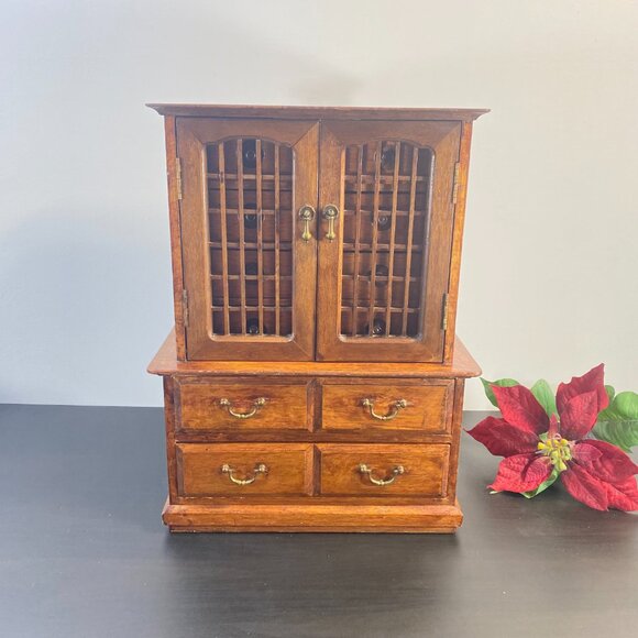 Vintage Wood Jewelry Box, 10 Drawers, Miniature Hutch Display Storage, Spice Cab - Picture 10 of 10
